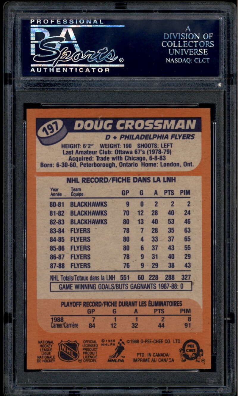 1988-89 O-Pee-Chee 197 Doug Crossman PSA 10 GEM MT POP 8